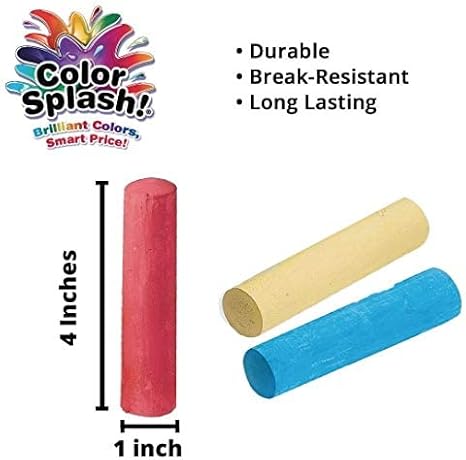 S&#x26;S Worldwide Giant Box of Jumbo Sidewalk Chalk, 126 Pieces, 9 Colors - Bulk Set Color Splash Outdoor Colored Chalk for Kids and Toddlers Ages 3+, Non-Toxic