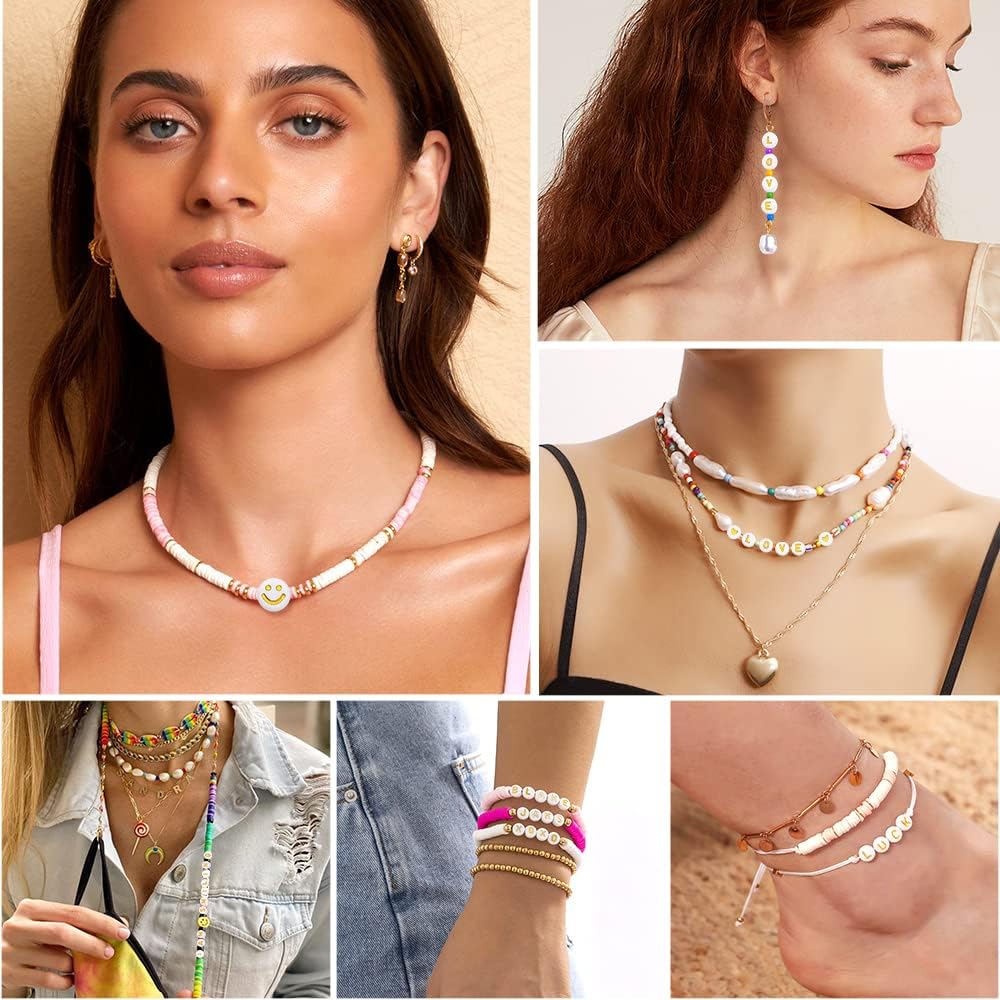 1400pcs Round Letter Beads for Jewelry Making, 28 Style Gold A-Z Alphabet Acrylic Beads Kits Heart Beads for Bracelets Making