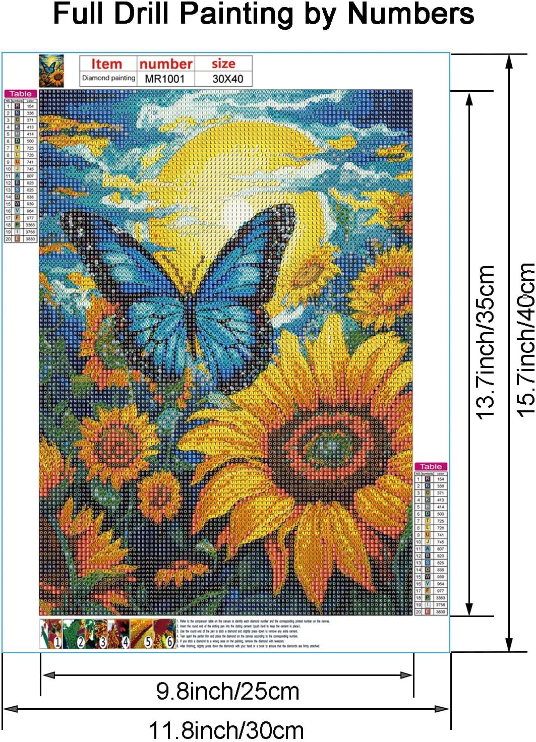 5D Sunflowers Diamond Art Painting Kits for Adults Butterfly DIY Round Diamond Art Kits Animals Flowers Picture Art for Home Wall Decor,11.8x15.7 inch (Style A)