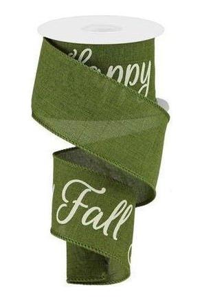 2.5&#x22; Happy Fall Yall Ribbon: Moss Green (10 Yards)