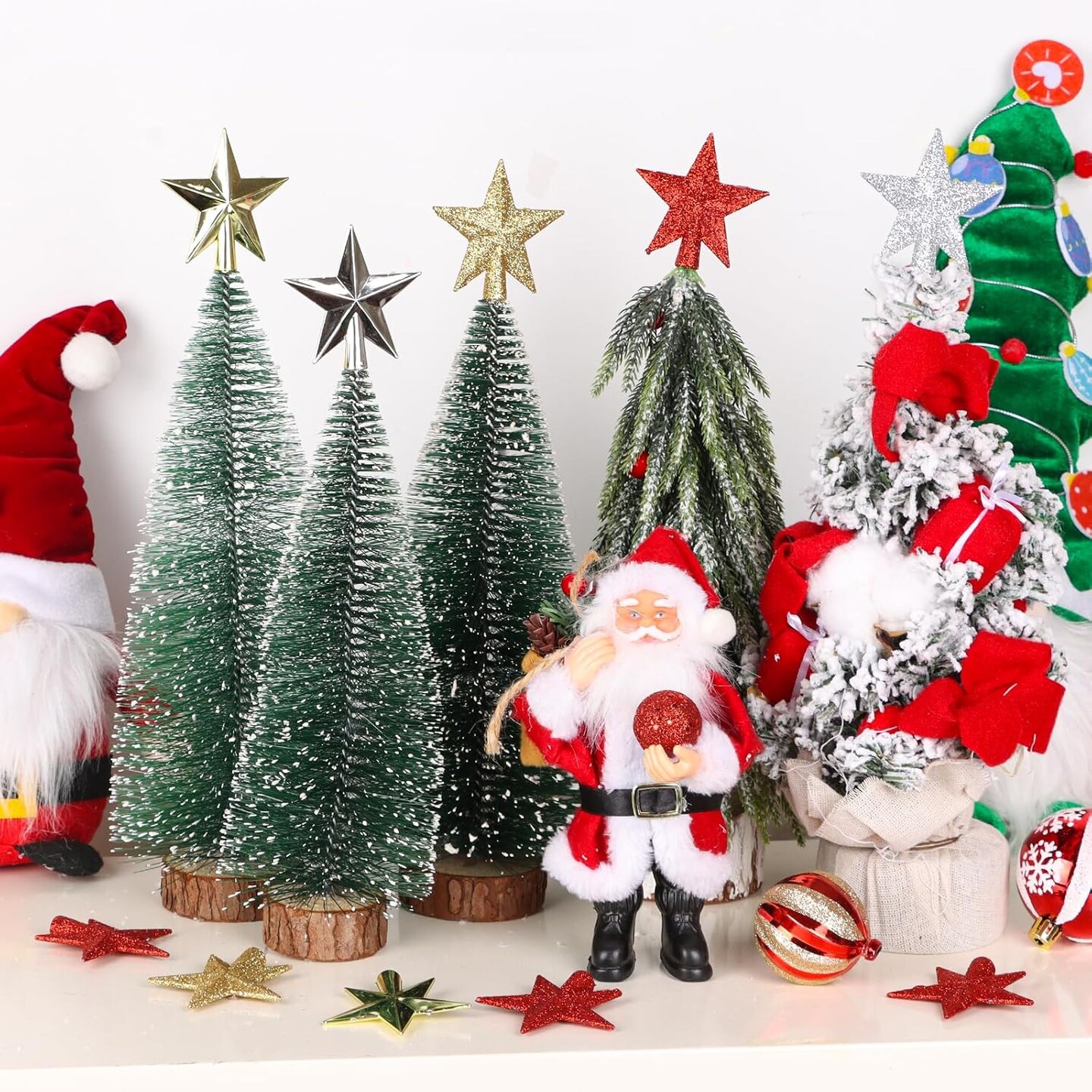 FOIMAS Mini Christmas Tree Topper Star,6pcs Christmas Tree Topper Star Treetop