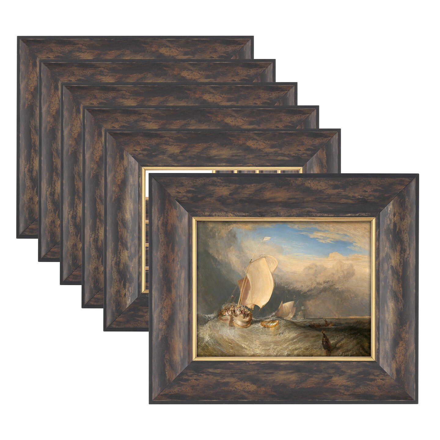 Imperial Frames Saint James Museum Collection - 10 Pack of Beautifully Hand-Finished Dark Burl/Gold Fillet Open Back Frames for Artists, Display, Canvas, & More!