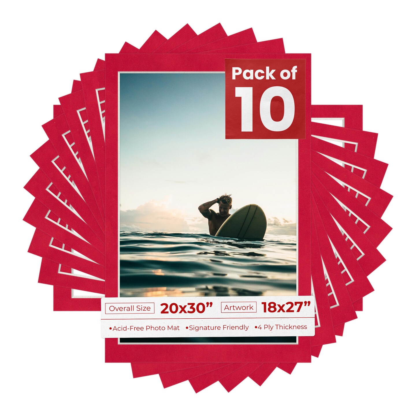 Cherry Red Suede Mat Board for 20x30 Frames - Fits 18x27 Photos