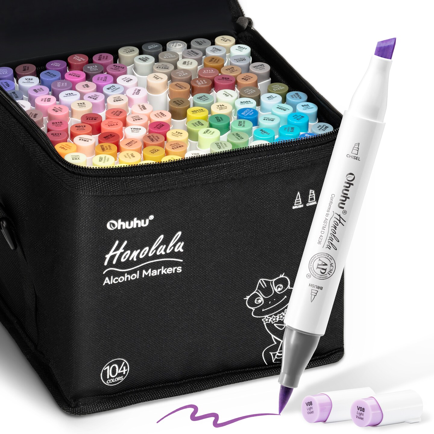 mahalo　セット Ohuhu Alcohol Markers Brush Tip - 104-color Double Tipped Alcohol