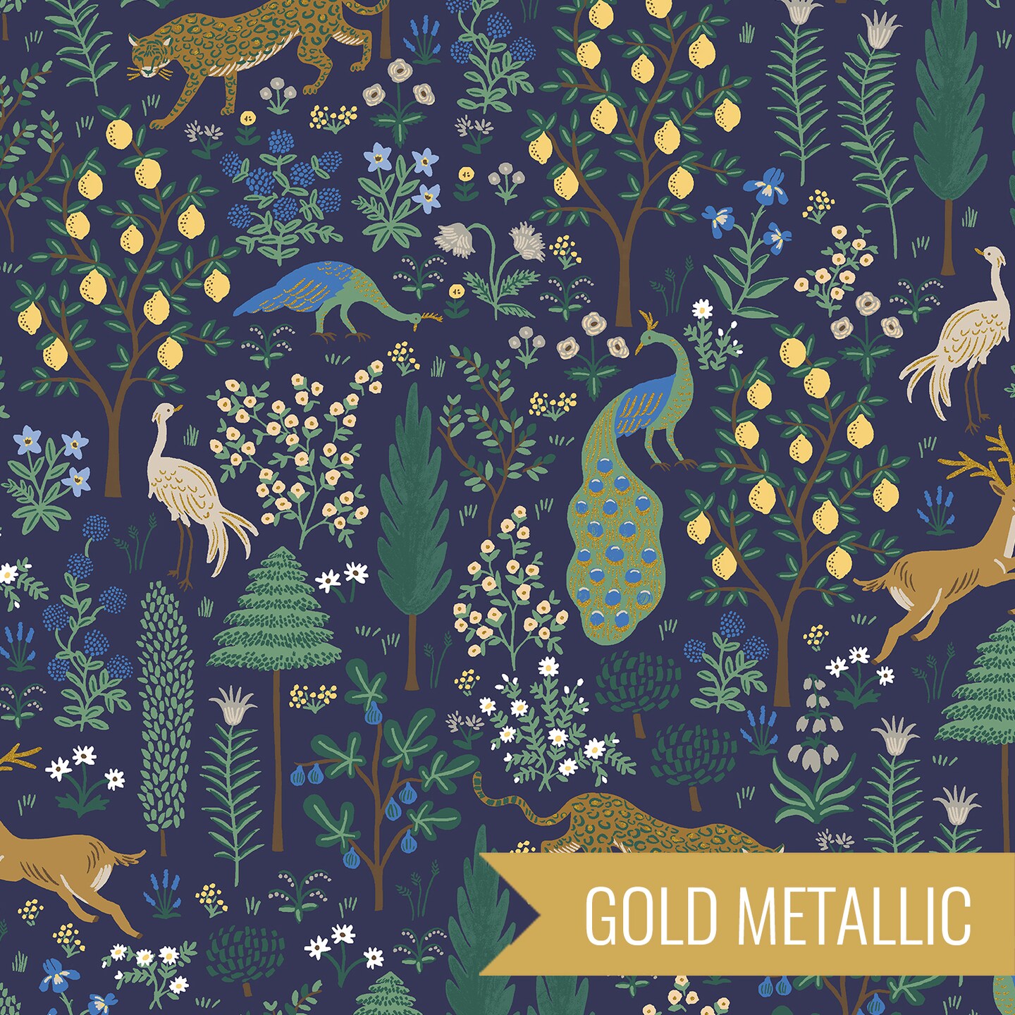 Menagerie in Navy Metallic (rp700-na3m) | Camont | Rifle Paper Co | Cotton+Steel