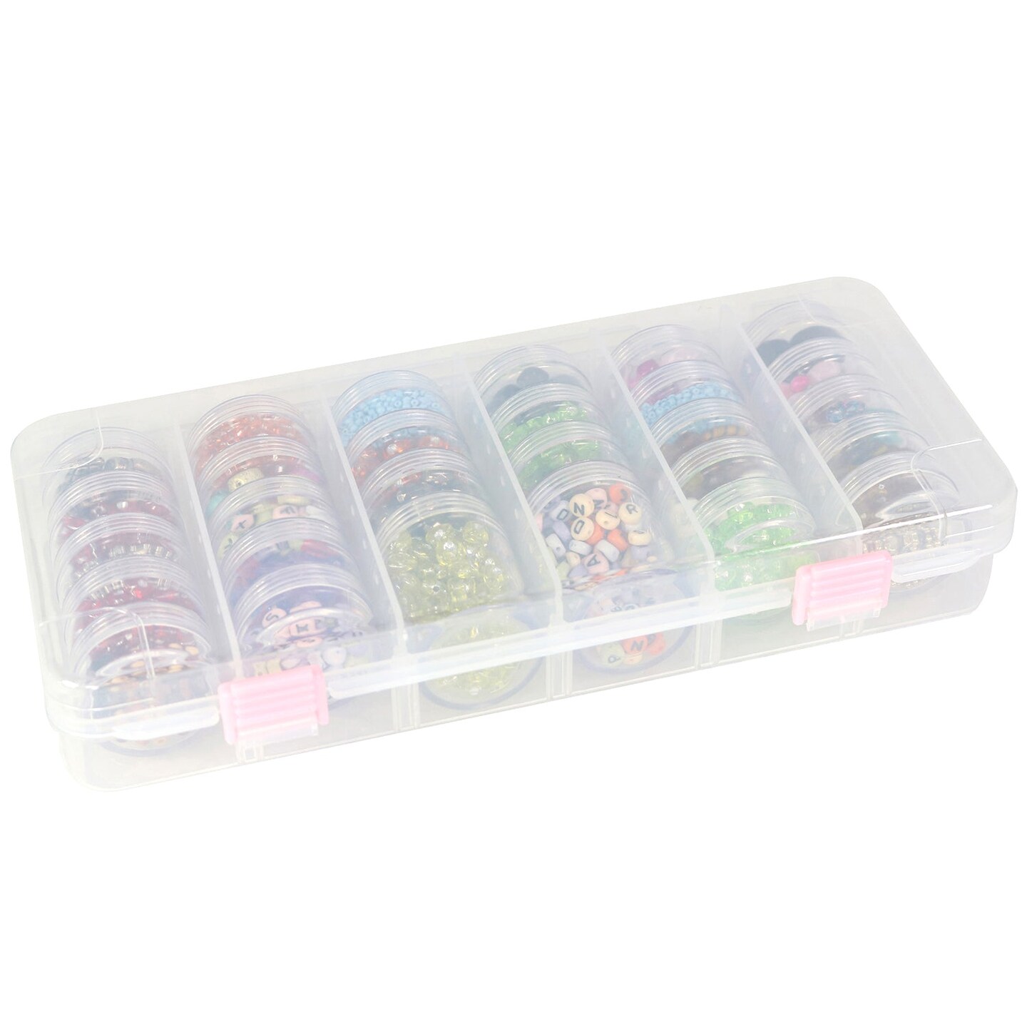 Large Plastic Bead Storage Organizer Box, 28 Jars