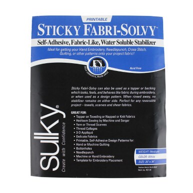 Sulky Sticky Fabri-Solvy Stabilizer - White - 20'' x 1 yd. Pkg.