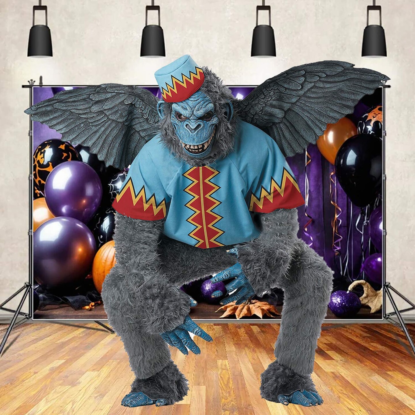 Adult Winged Monkey Costume Top Pants Mask Hands Feet Wings and Tail