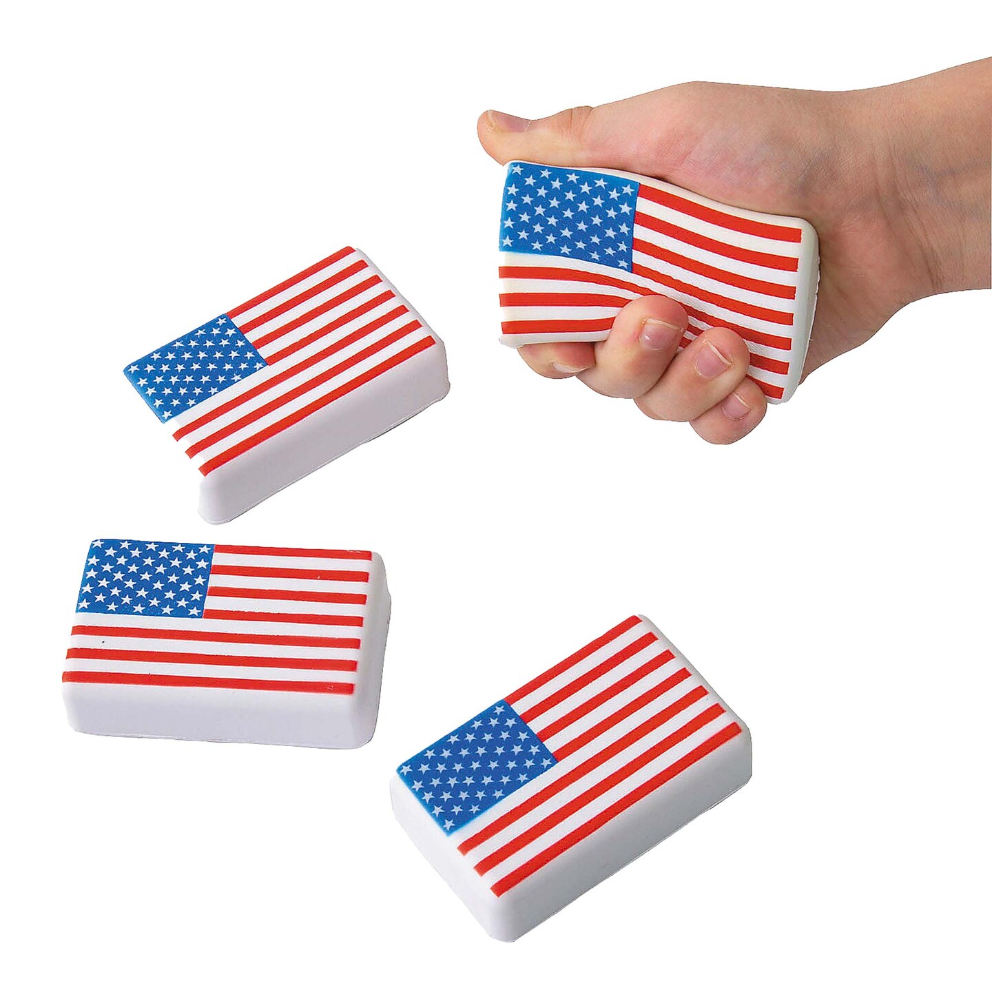3" x 1 3/4" American Flag Red, White & Blue Foam Stress Toys 12 Pieces