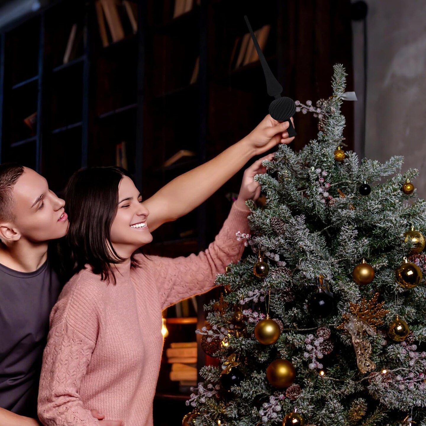 11 Inch Velvet Finial Christmas Tree Topper (Black)