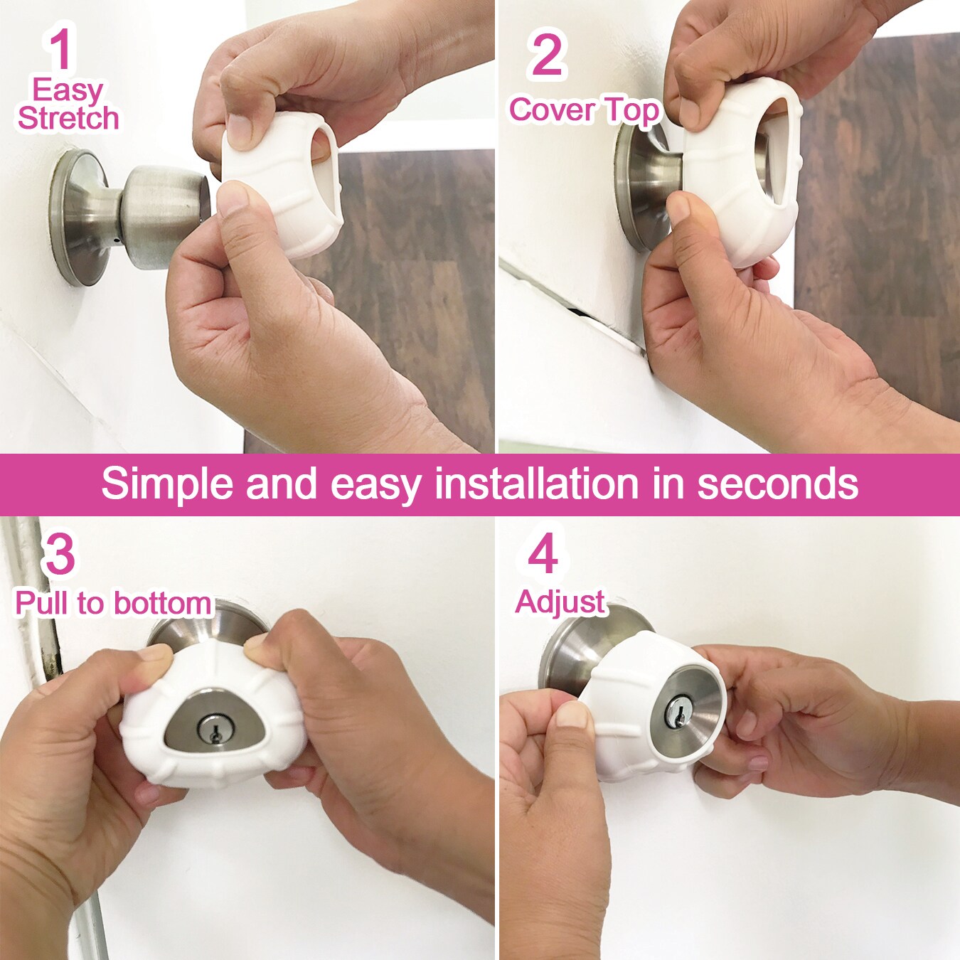 Enjoy Cover | 4 Pack Universal Design Door Knob Cover Grips, Non-Slip, Arthritis and Senior Living Aids