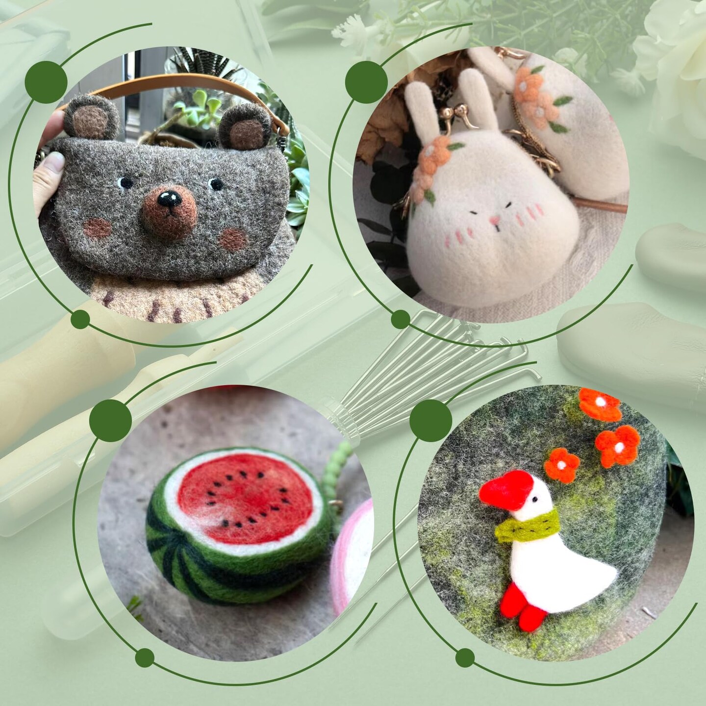 Felting Kit - Complete Wool Felting Tools with 4 Sizes Needles and Needle Bottle Holders
