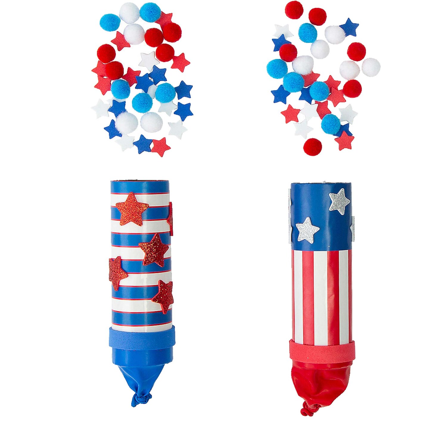 1 3/4&#x22; x 6 1/4&#x22; Patriotic Confetti Popper Craft Tube Craft Kit Makes 12