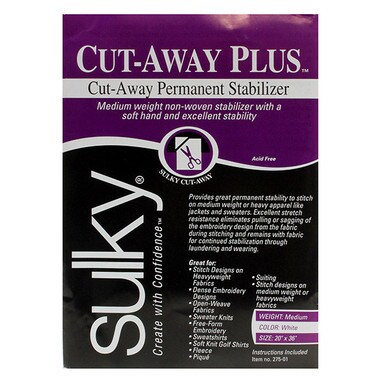 Sulky Cut-Away Plus™ Stabilizer - White - 20'' x 1 yd. Pkg.