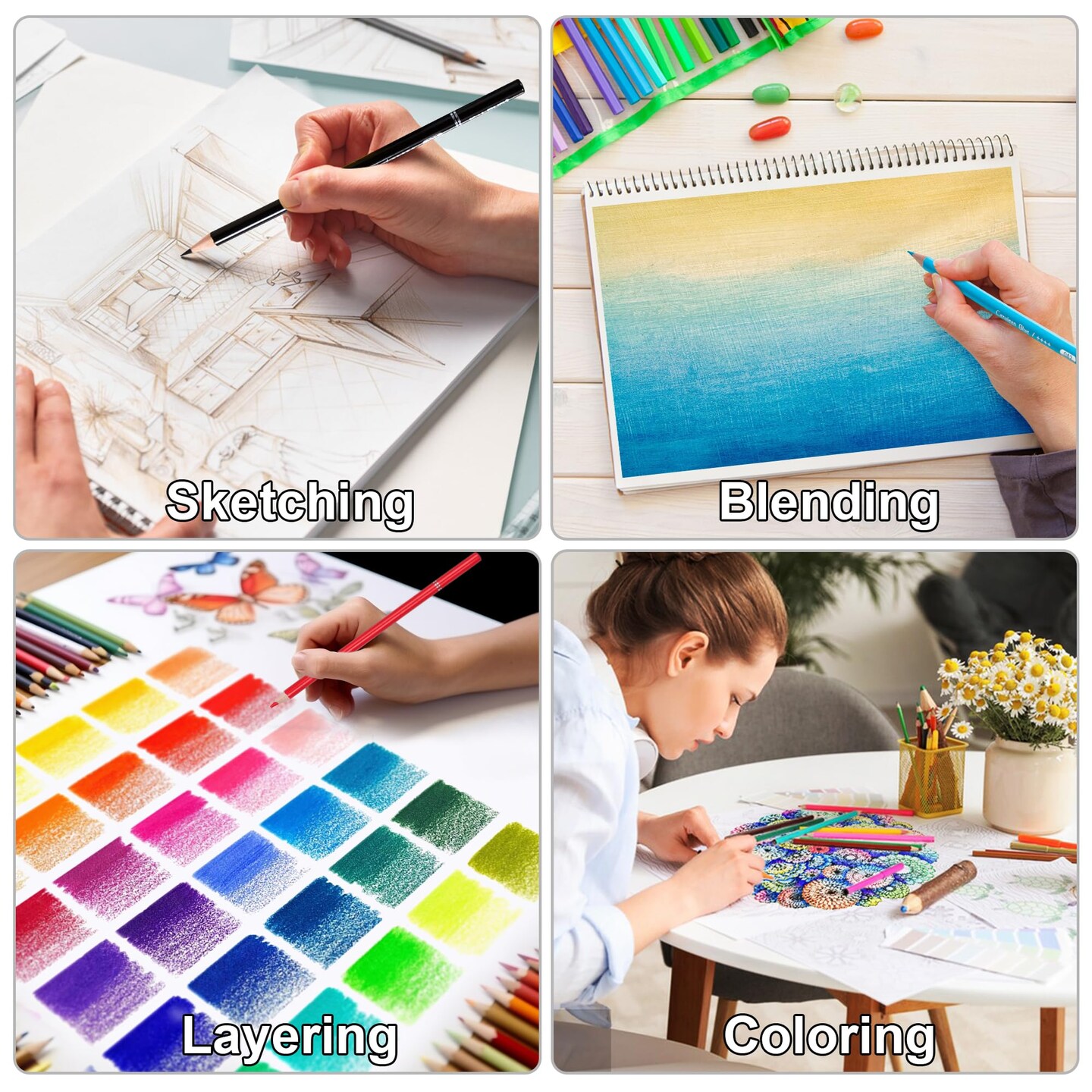 72 Count Colored Pencils for Adult Coloring Books, Soft Core,Ideal for Drawing Blending Shading,Color Pencils Set Gift for Adults Kids Beginners