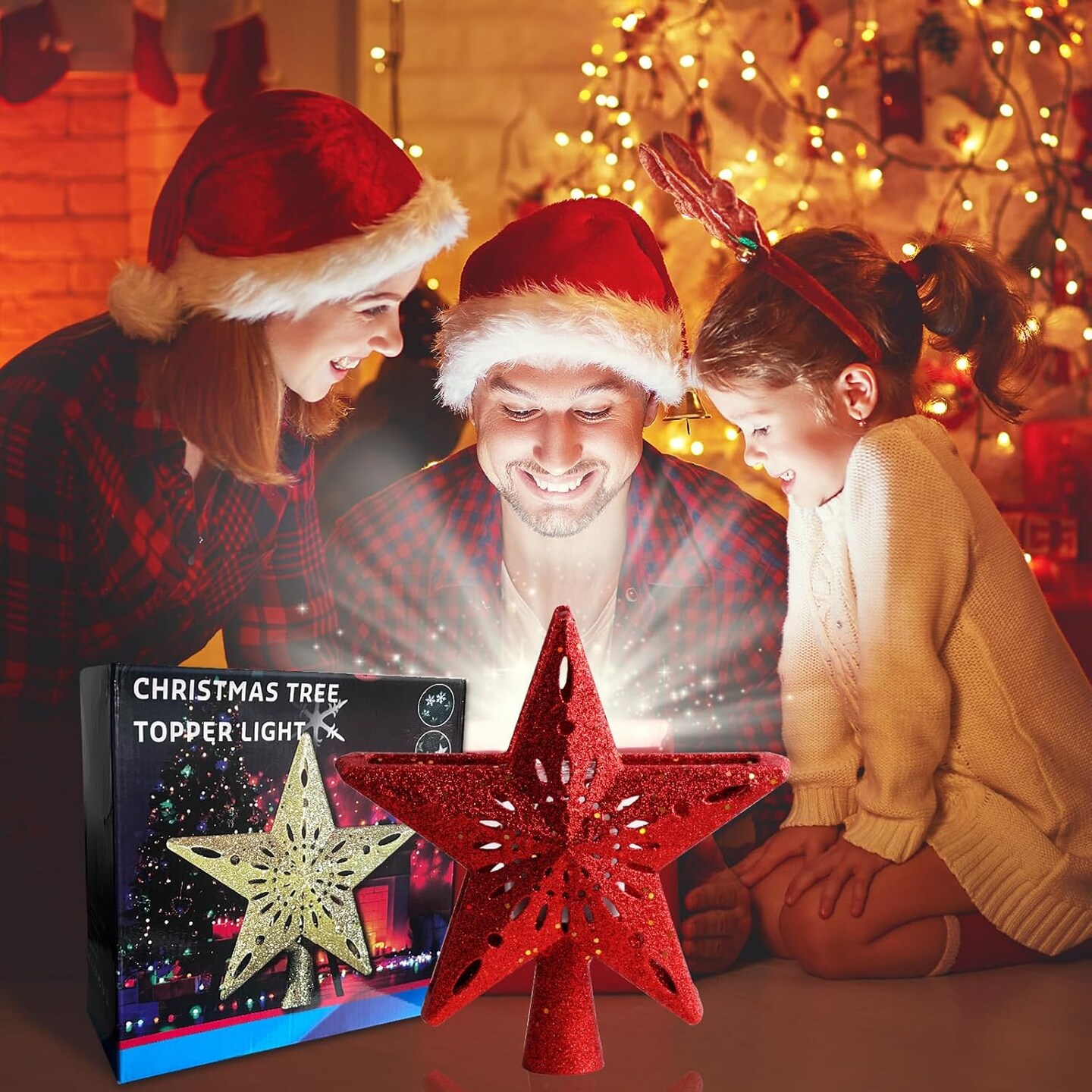 6 Projection Pattern -Star Tree Topper(Red)