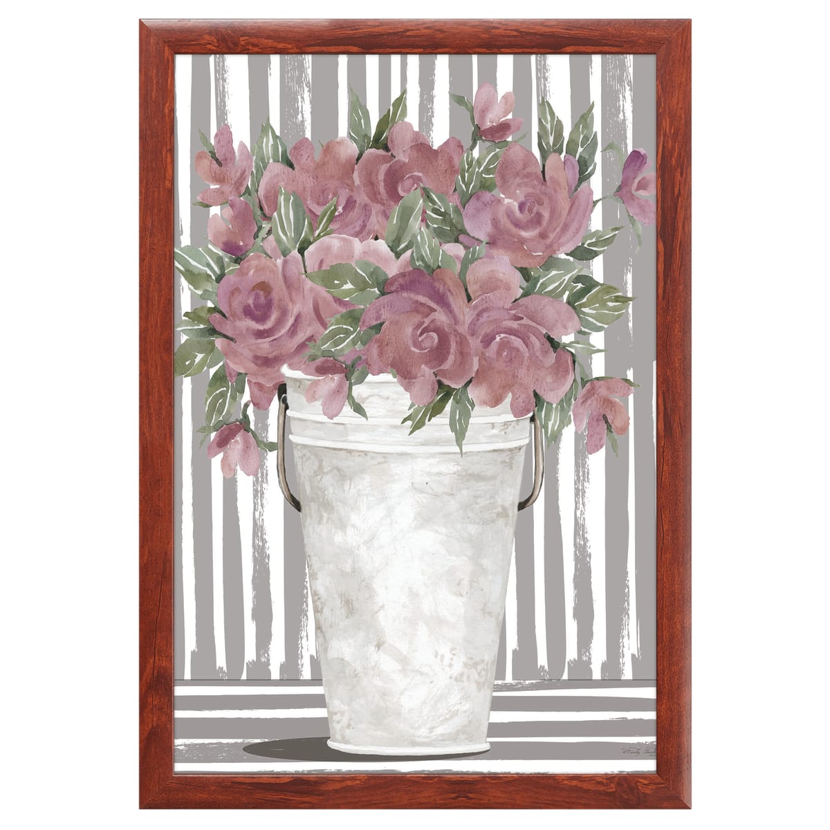 12" x 16" Pink Posies II Framed Wall Art, Contemporary Nature Home Décor, Glass Facing and Hanging Hardware Included