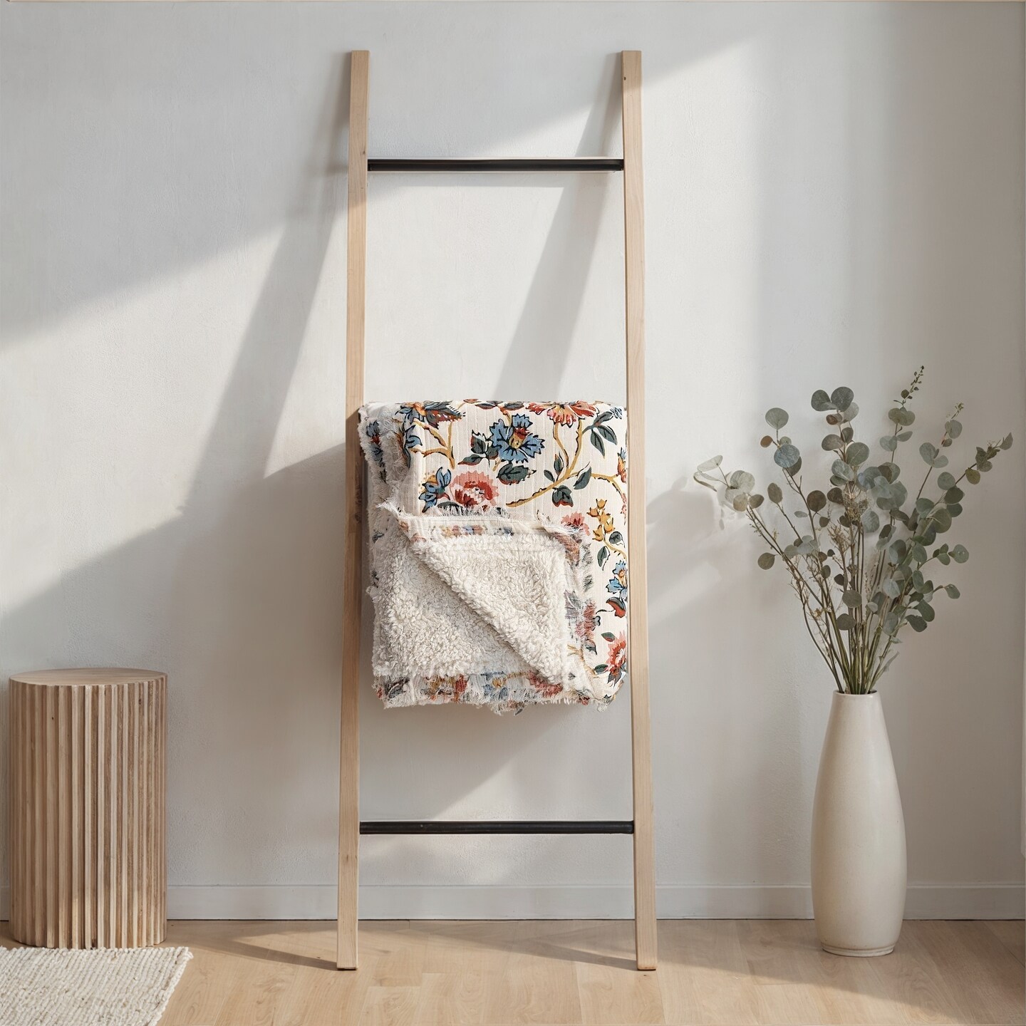 Hello Honey Woven Cotton Printed Throw with Sherpa Back and Fringe, Multicolor