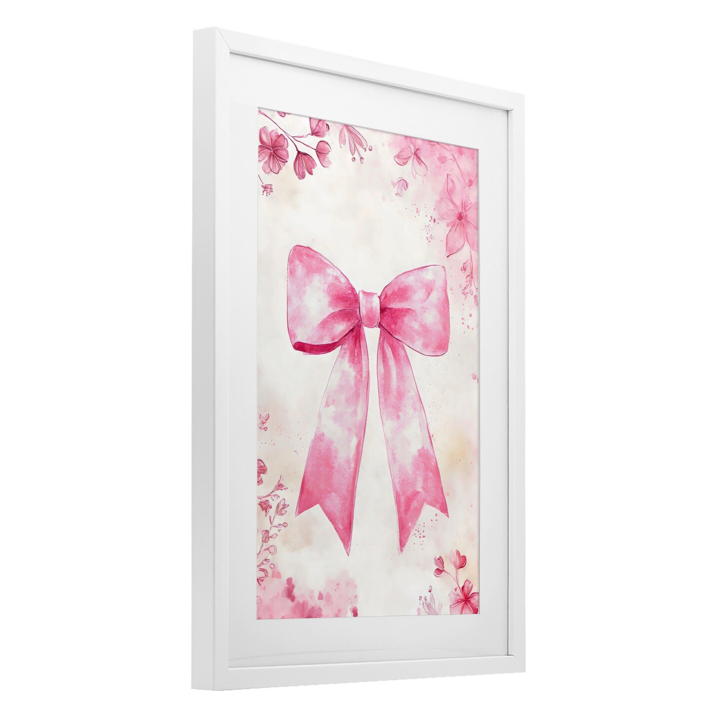 Stupell Industries Whimsical Floral Bow Pink & Beige Framed Print Under Glass, design by Creative Studio