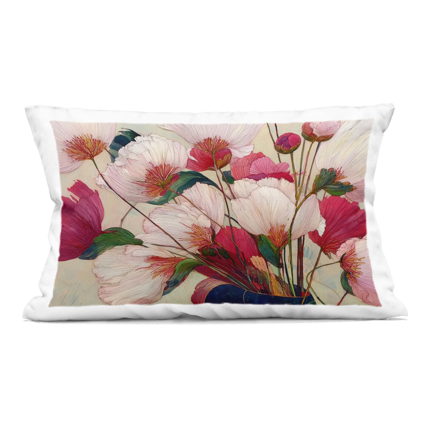 Stupell Industries Lush Haiku Pink & White Flowers Decorative Printed Throw Pillow, design by Annabelle Hall, 14 x 7 x 20