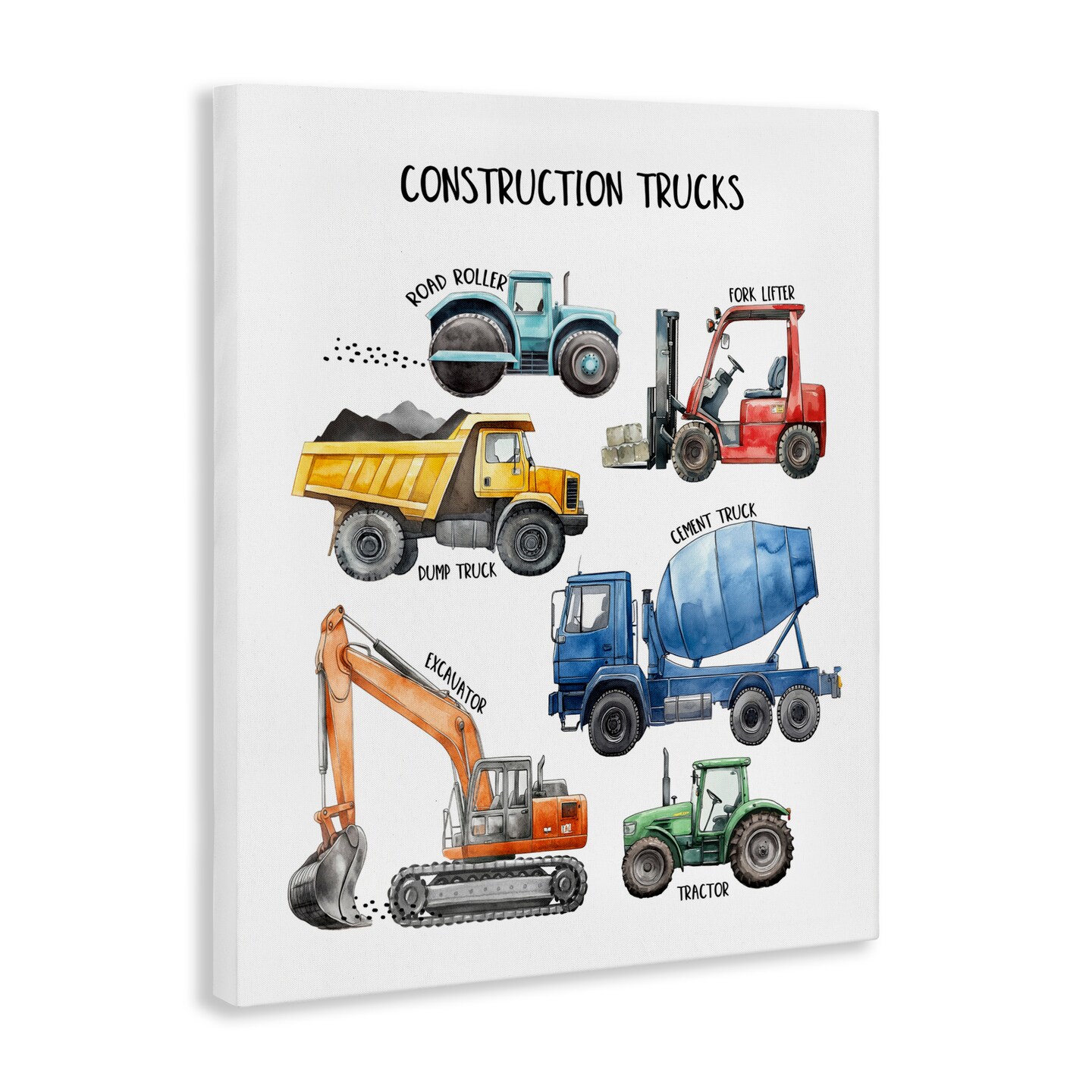 Stupell Industries Construction Trucks Machinery Canvas, design by Christine Simpson Art