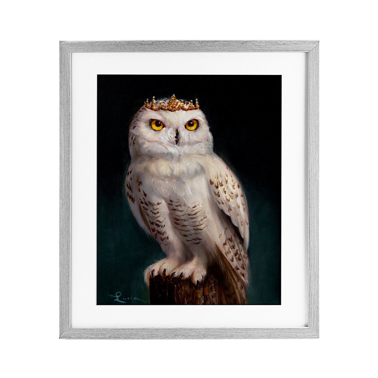 Stupell Industries Snowy Owl King Framed Print Under Glass, design by Lucia Heffernan