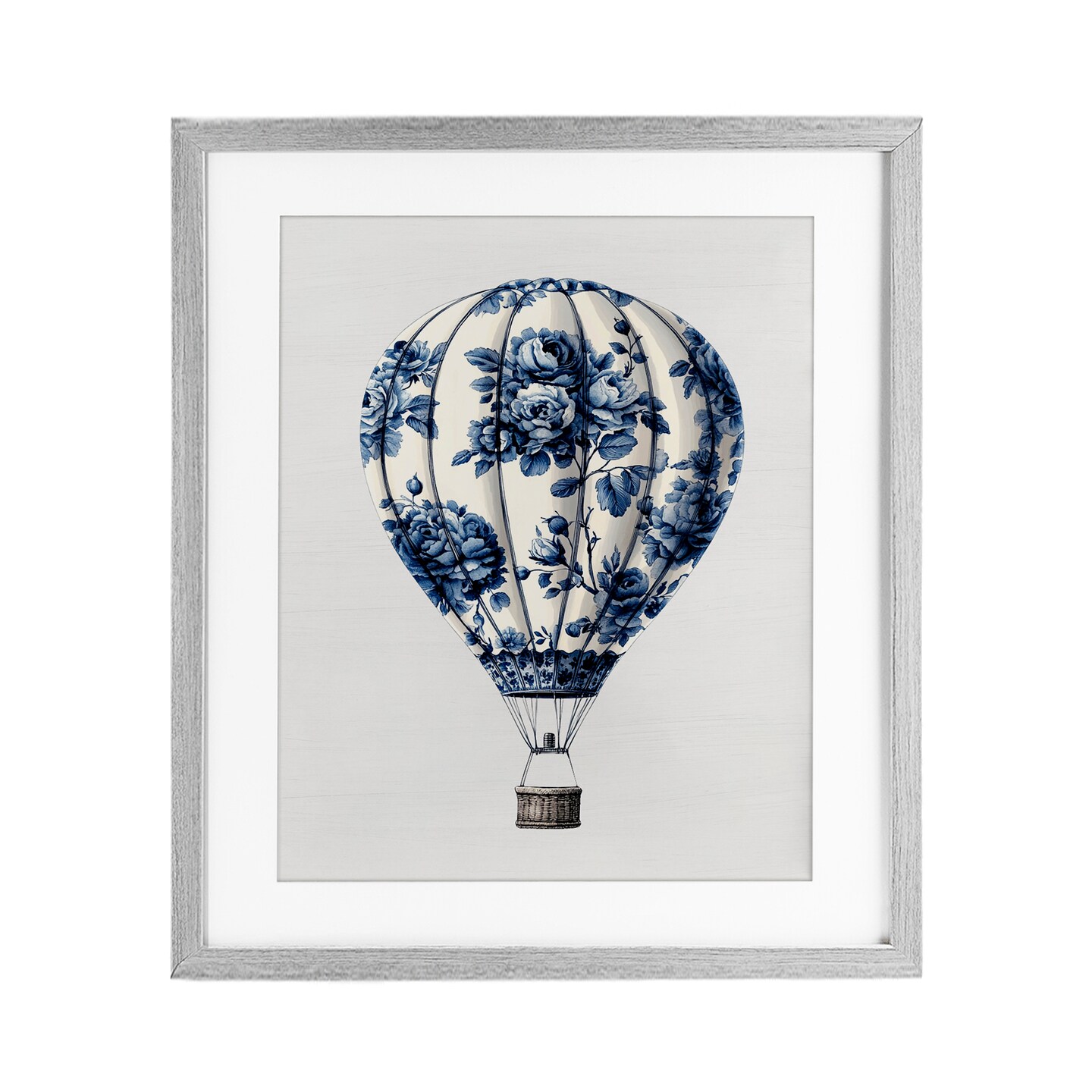 Stupell Industries Vintage Toile Hot Air Balloon Framed Print Under Glass, design by Lettered and Lined