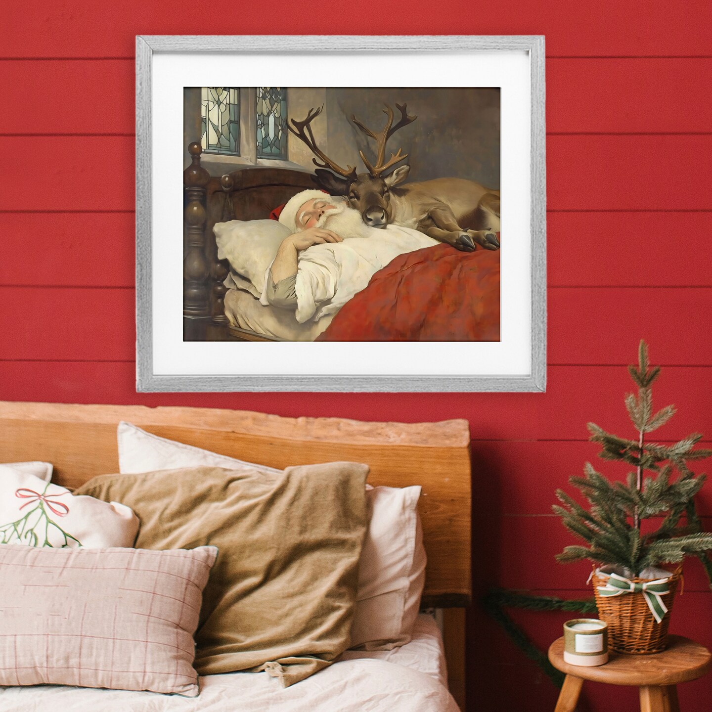 Stupell Industries Goodnight Santa & Reindeer Framed Print Under Glass, design by Arlington Prints