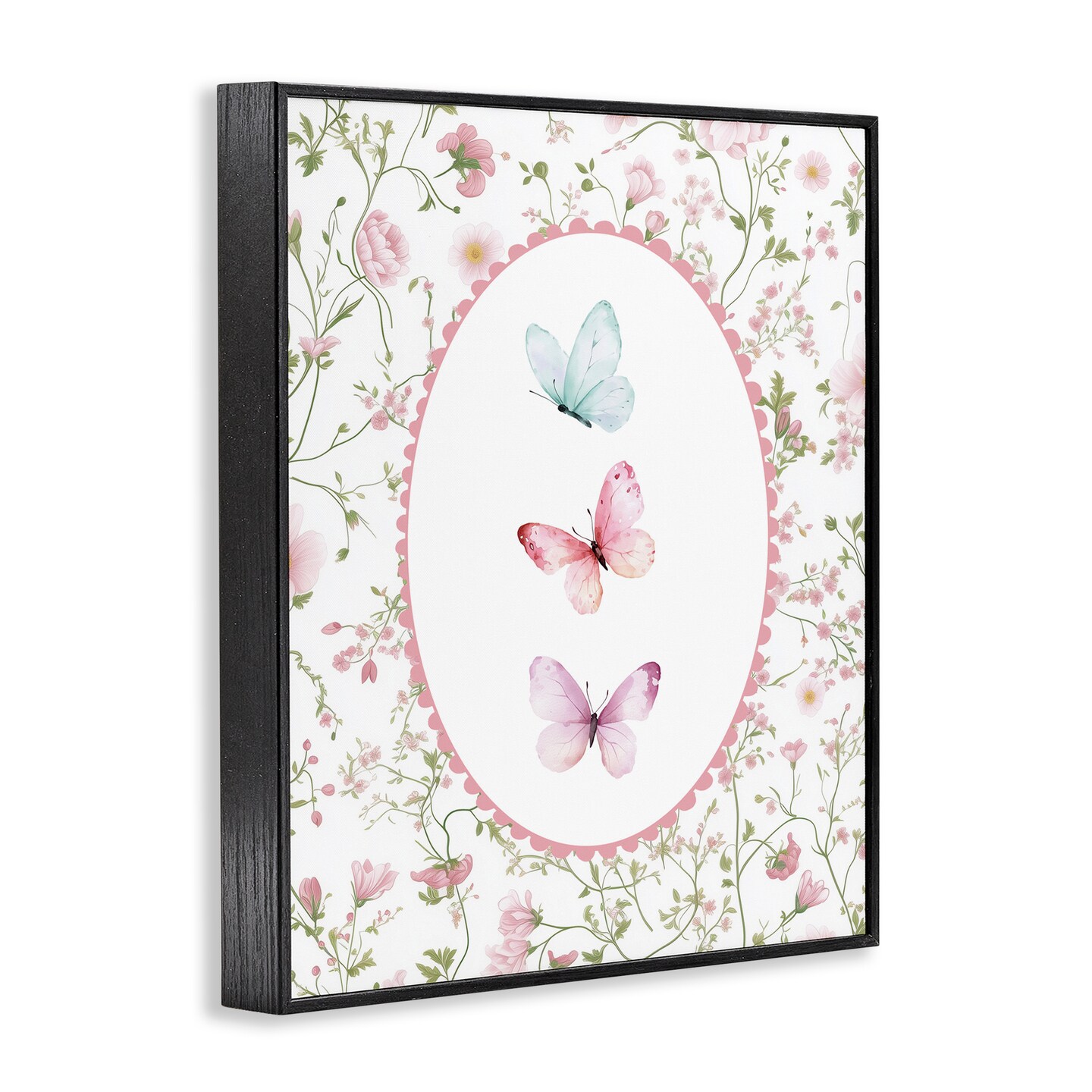 Stupell Industries Delicate Florals & Butterfly Framed Giclee, design by Christine Simpson Art