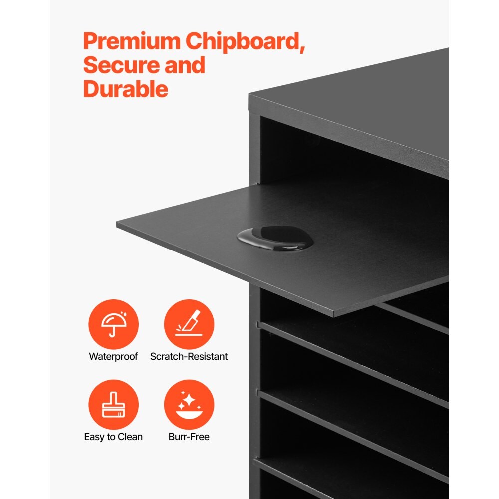 Wood Literature Organizer File Sorter with Removable Shelves Mailbox Slots for Office