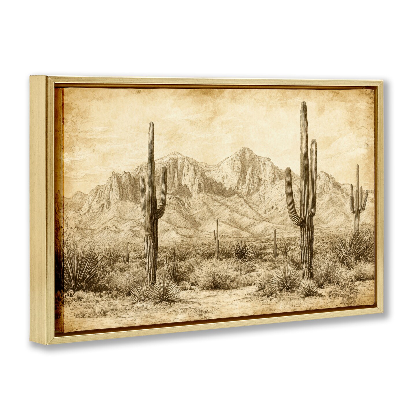 Stupell Industries The Desert Sepia Landscape Floating Frame, design by Petal Prints Design