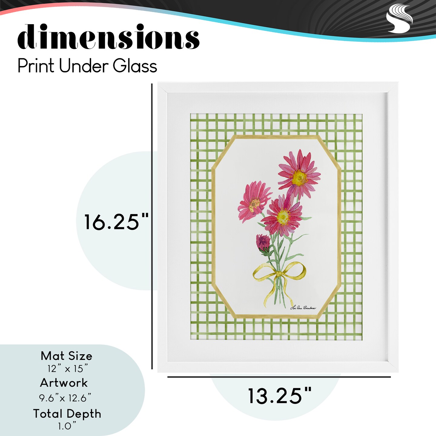 Stupell Industries Botanical Story on Gingham Framed Print Under Glass, design by Lee Ann Sanders