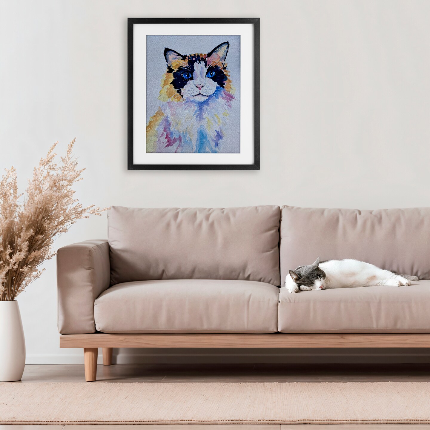Stupell Industries Calico Cat Portrait Framed Print Under Glass, design by Tatiana Roberts
