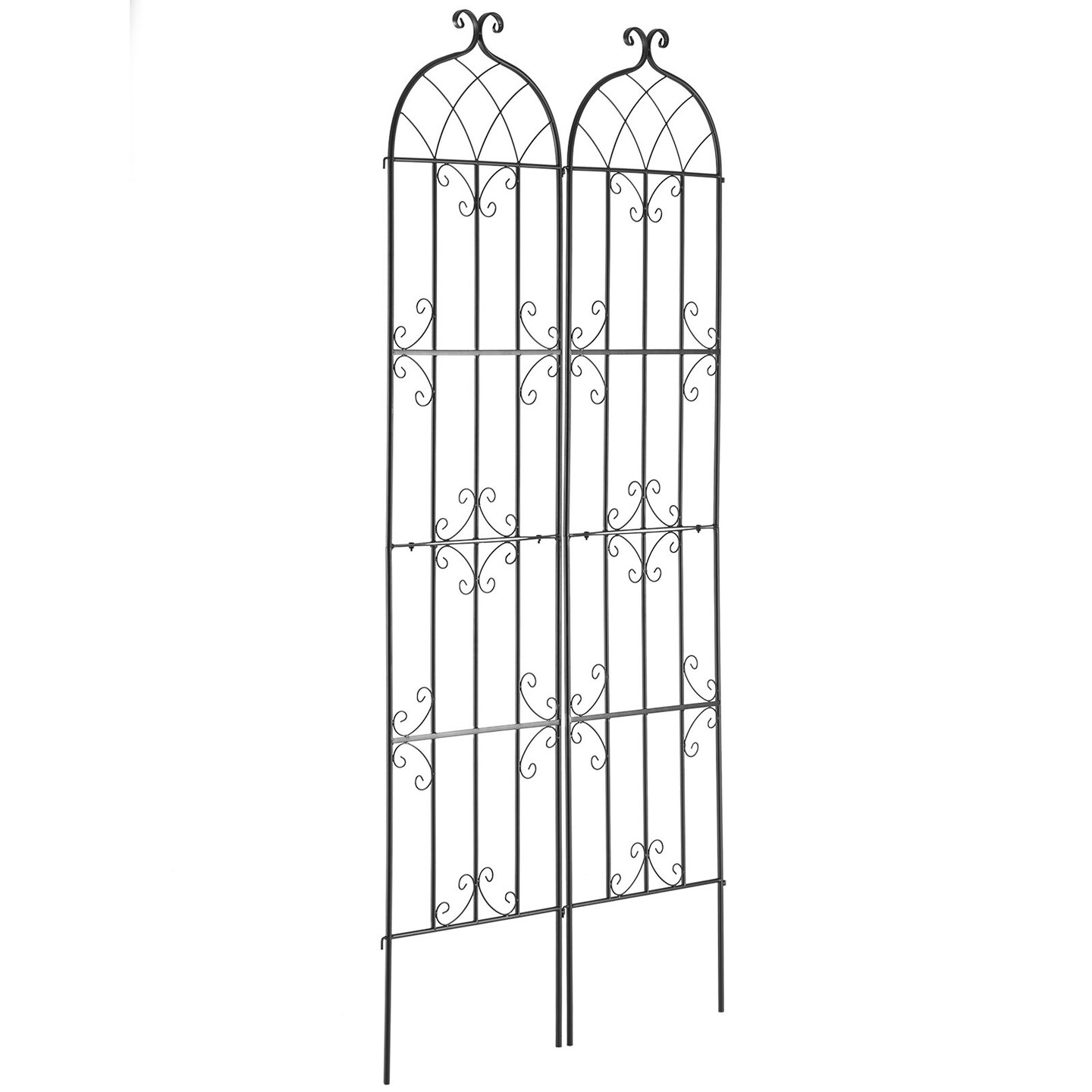 Black Metal Garden Trellis for Climbing Plants Carbon Steel Frame with Powder-Coated Finish