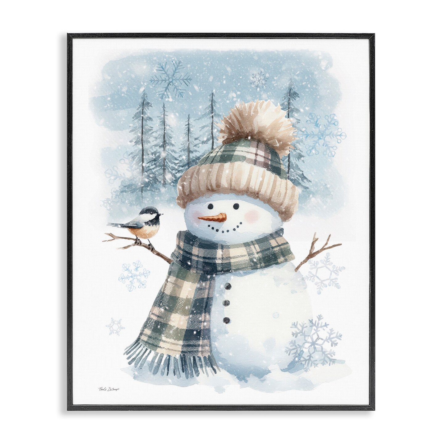 Stupell Industries Snowman in Winter Scene Framed Giclee, design by Nicole DeCamp