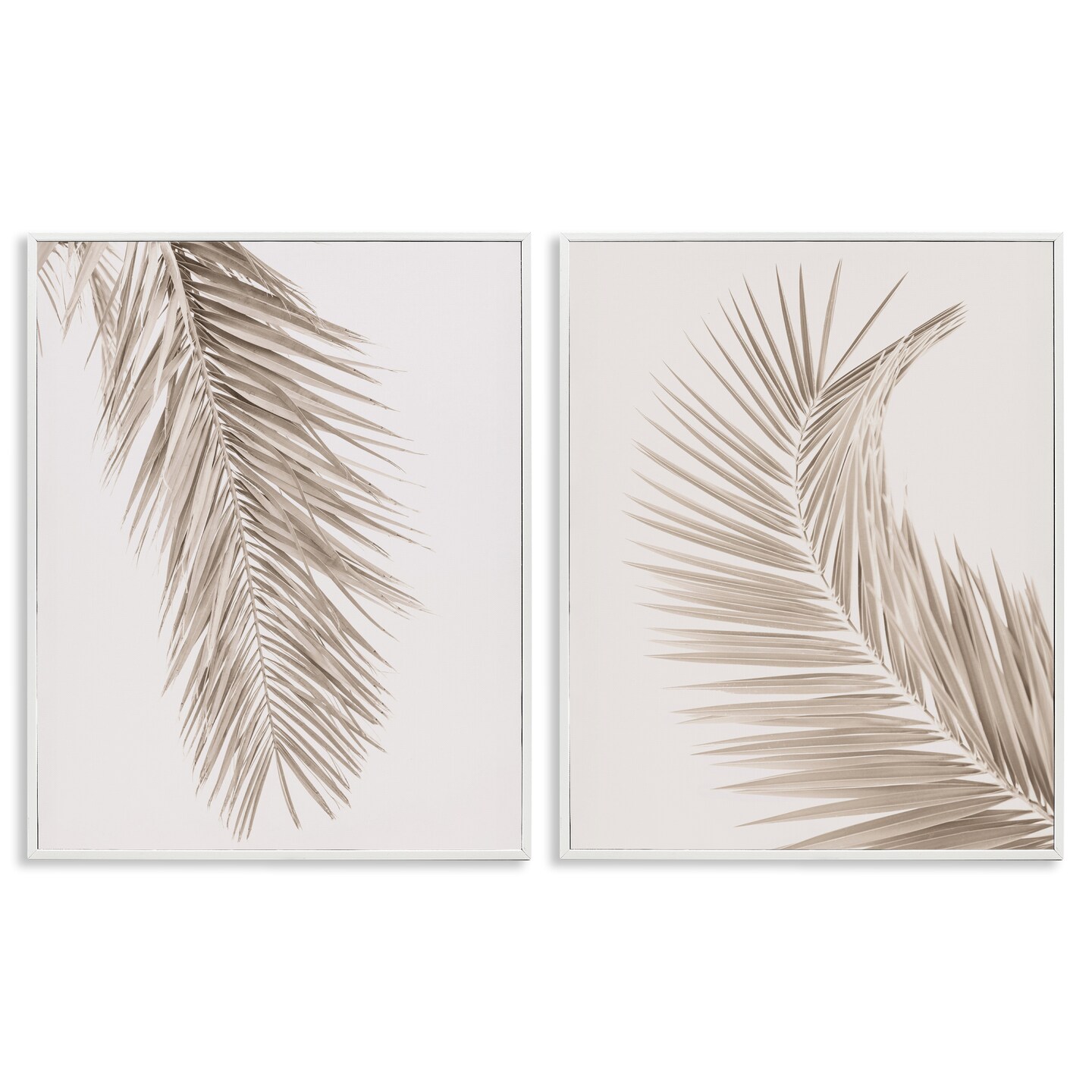 Stupell Industries Muted Neutral Brown Palms 2pc Framed Giclee Set, design by Sisi and Seb