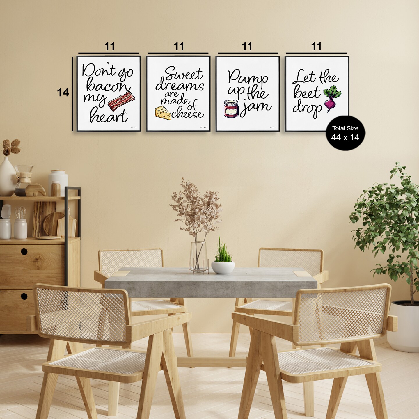 Stupell Industries Fun Music Lyric Puns 4pc Framed Giclee Set, design by Susan Ball