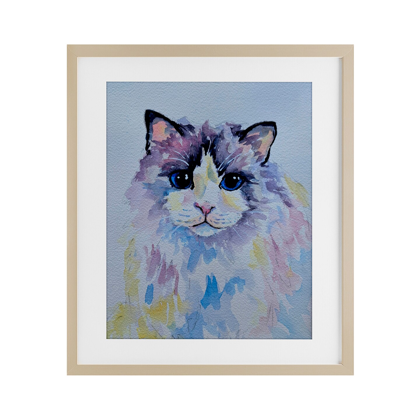 Stupell Industries Pastel Cat with Blue Eyes Framed Print Under Glass, design by Tatiana Roberts