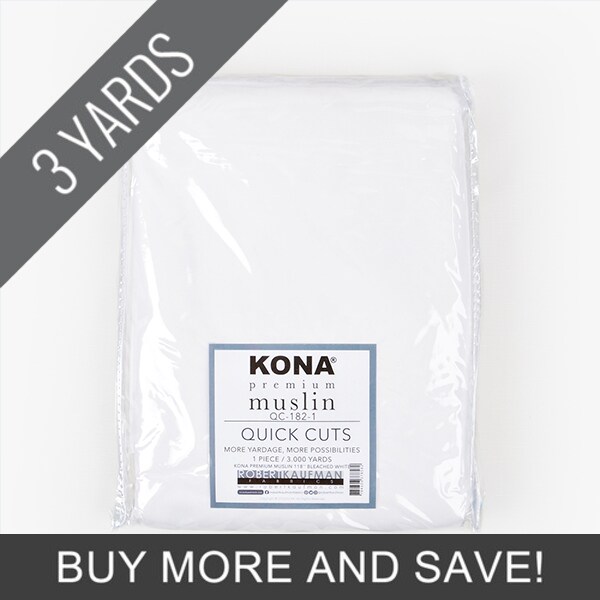 Kona Premium Muslin 118" in Bleached White - 3 Yard Quick Cut by Robert Kaufman for Robert Kaufman (QC-182-1)