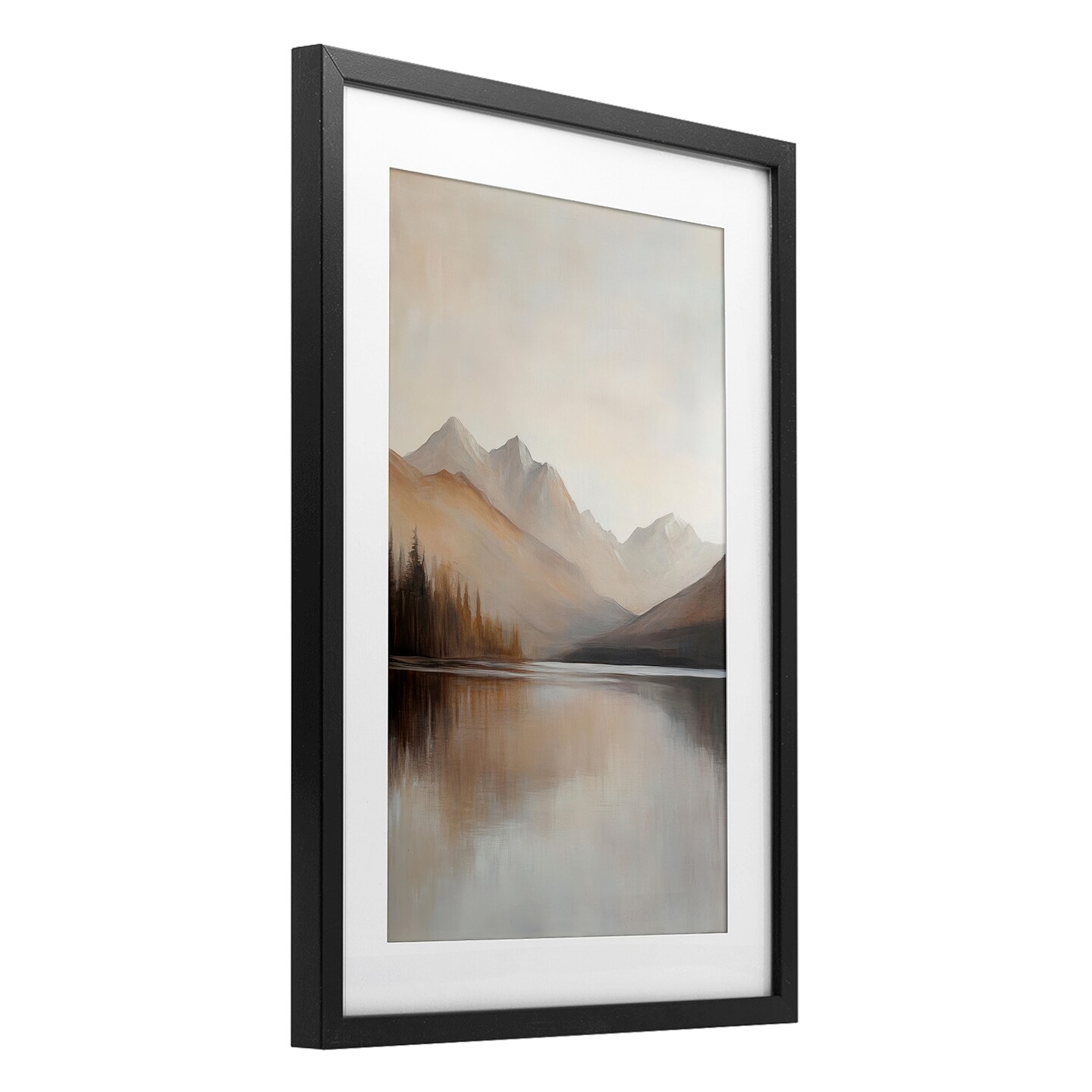 Stupell Industries Muted Lake Neutral Landscape Framed Print Under Glass, design by Petal Prints Design