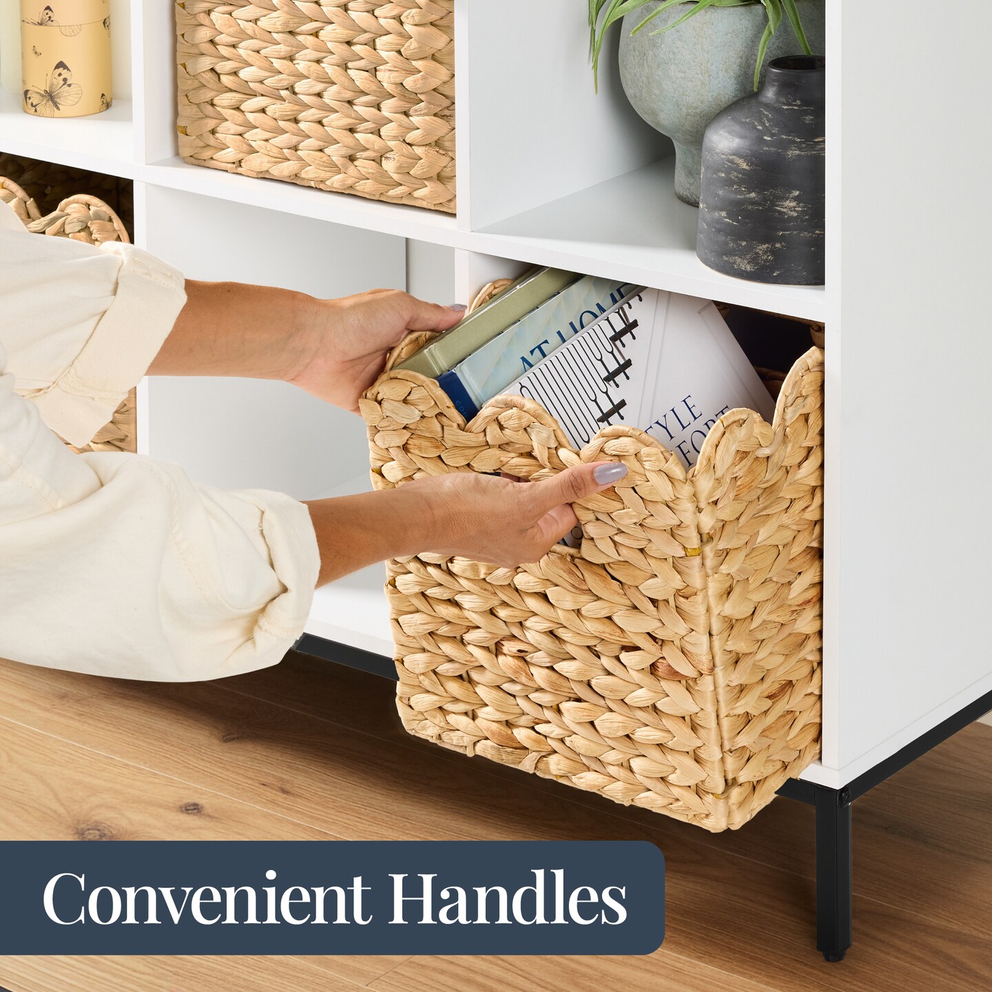 Best Choice Products Scalloped 12 x 12in Hyacinth Storage Basket Set of 5