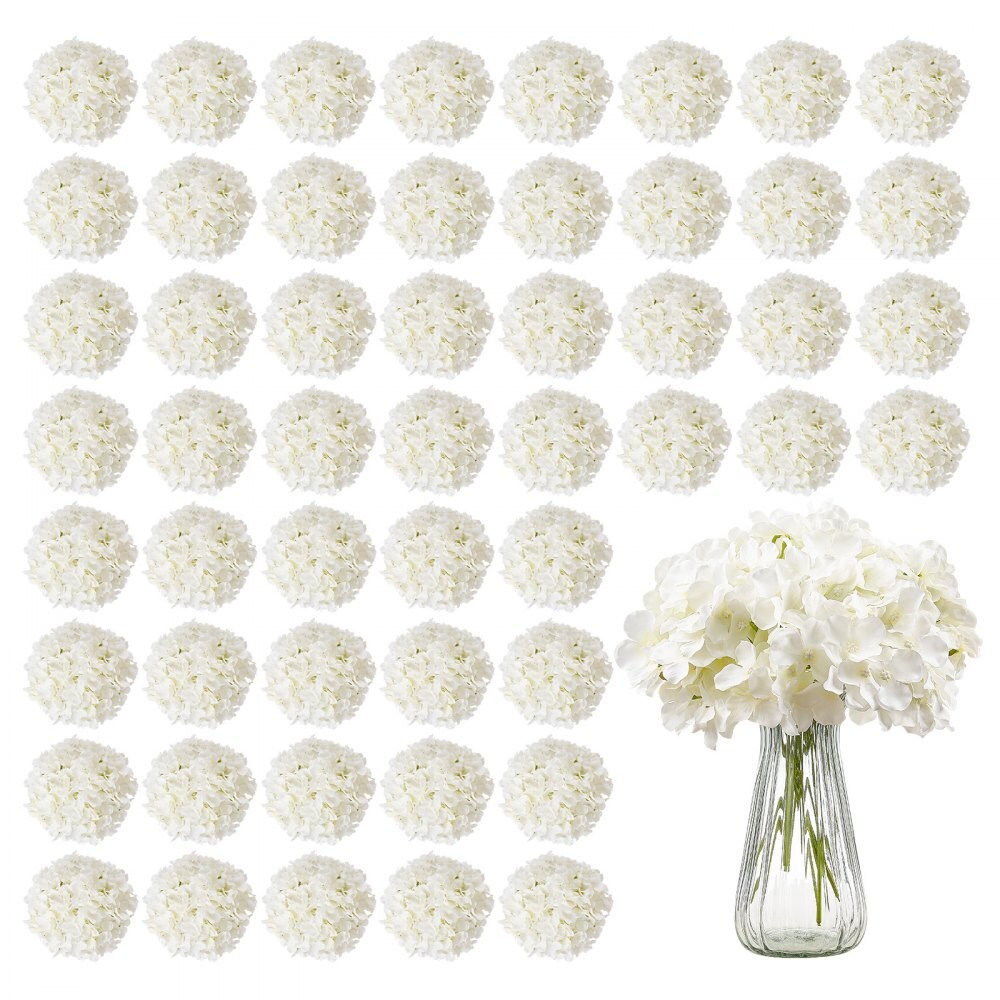 Artificial White Hydrangea Flowers Real Looking Silk Faux Blooms for Wedding Decor