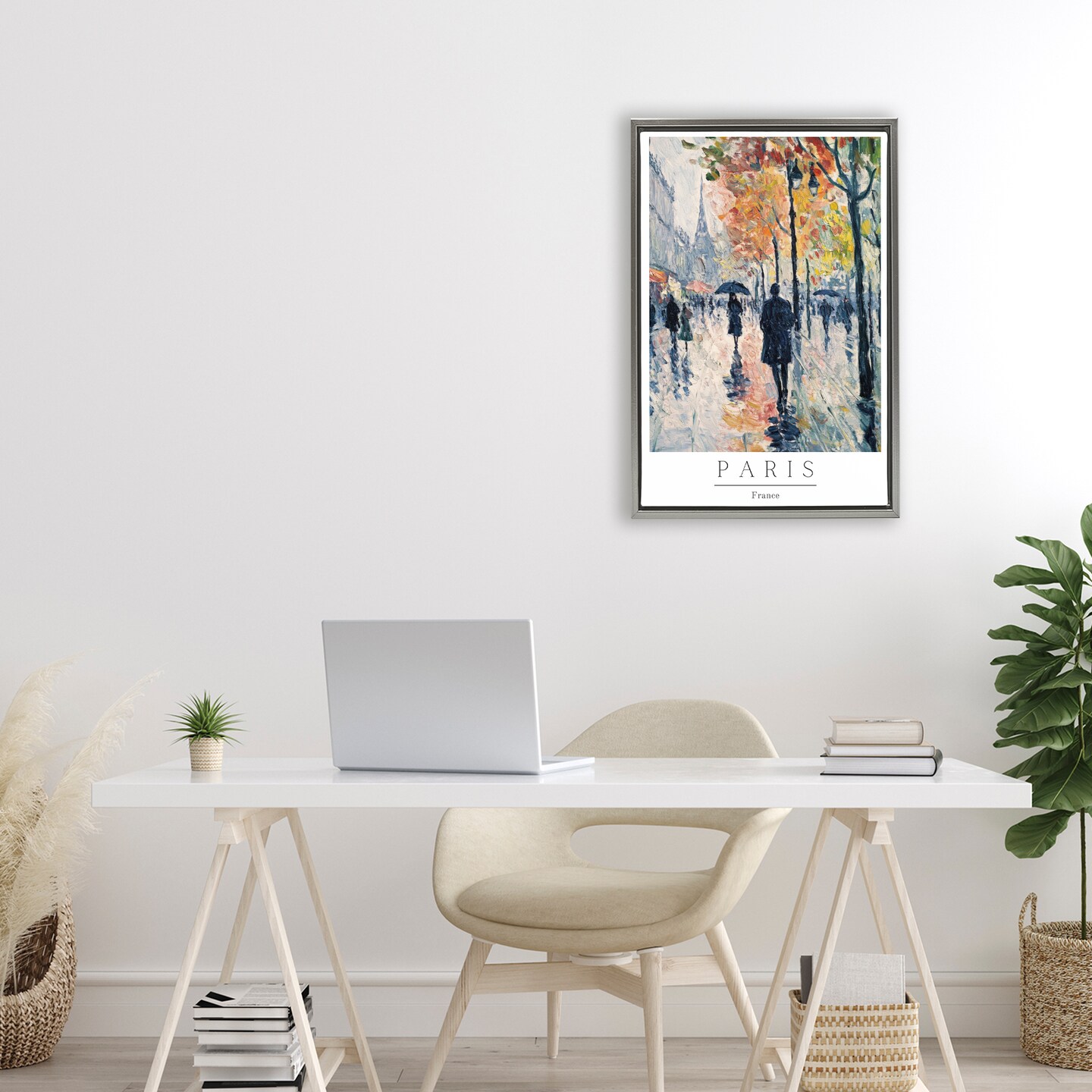 Stupell Industries Autumnal Paris Street Scene Floating Frame, design by Petal Prints Design