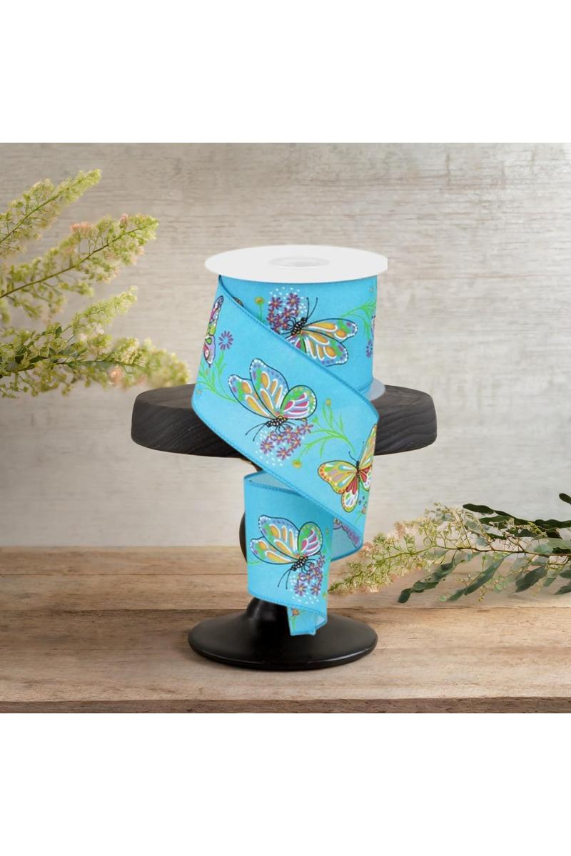 2.5&#x22; Butterfly Branch Ribbon: Blue (10 Yards)