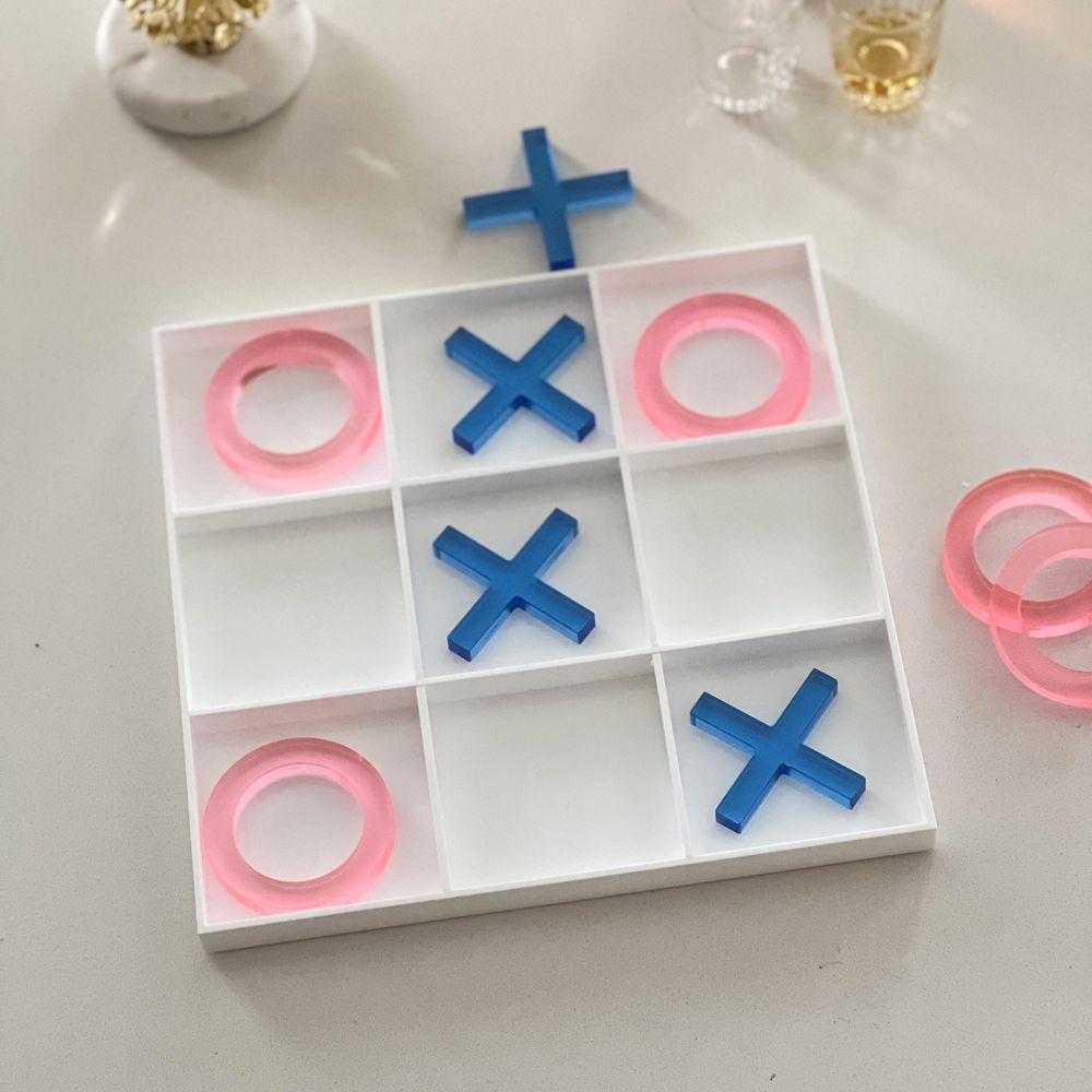 Lucite Pink &#x26; Blue Tic Tac Toe Game