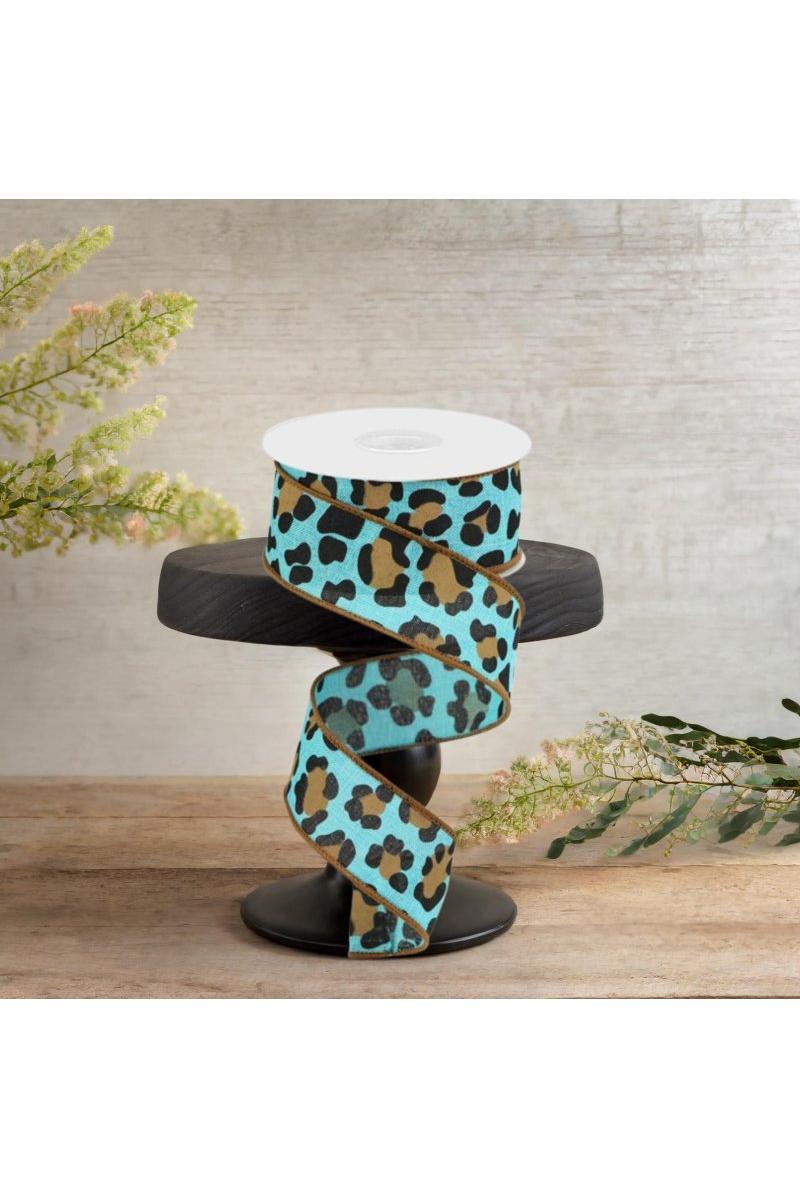 1.5&#x22; Leopard Print Ribbon: Teal (10 Yards)