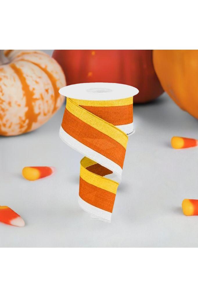 2.5&#x22; Tricolor Striped Ribbon: Orange/White, Yellow (10 Yards)