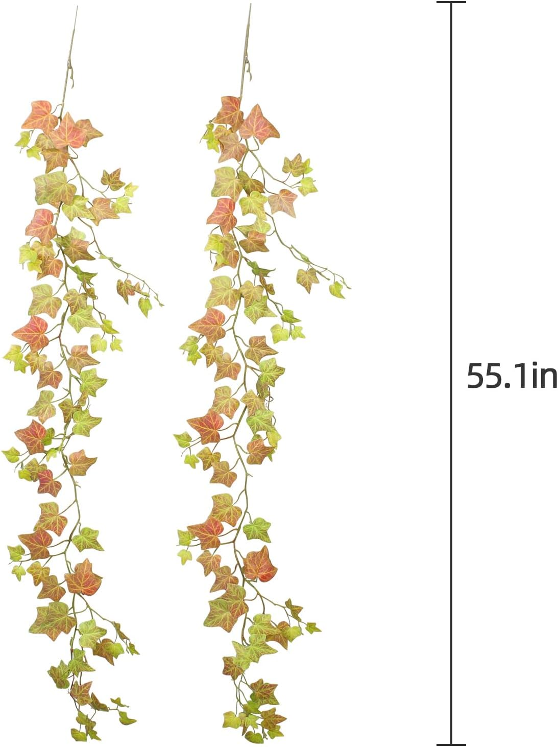 Artificial Fall Leaves Garland - Lifelike Fake Pumpkin Vines for Outdoors and Bedroom Décor - Greenery Garland with Fake English Ivy and Ivy Vines (Ivy Garland 1#)