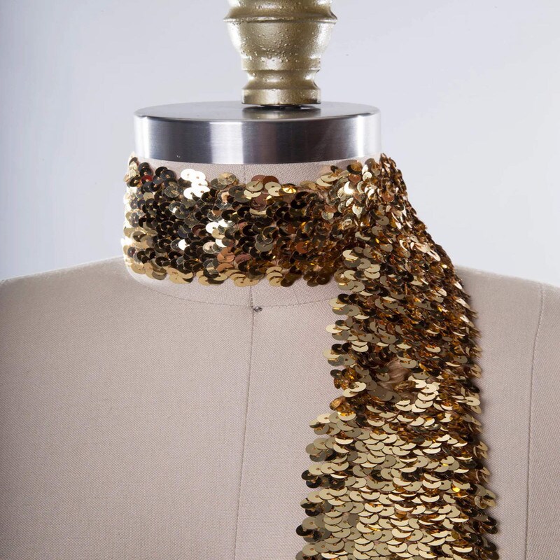 1 Yard 1.5" Antique Gold Stretch Sequin Ultra Wide Trim Perfect for Dancewear and Costumes