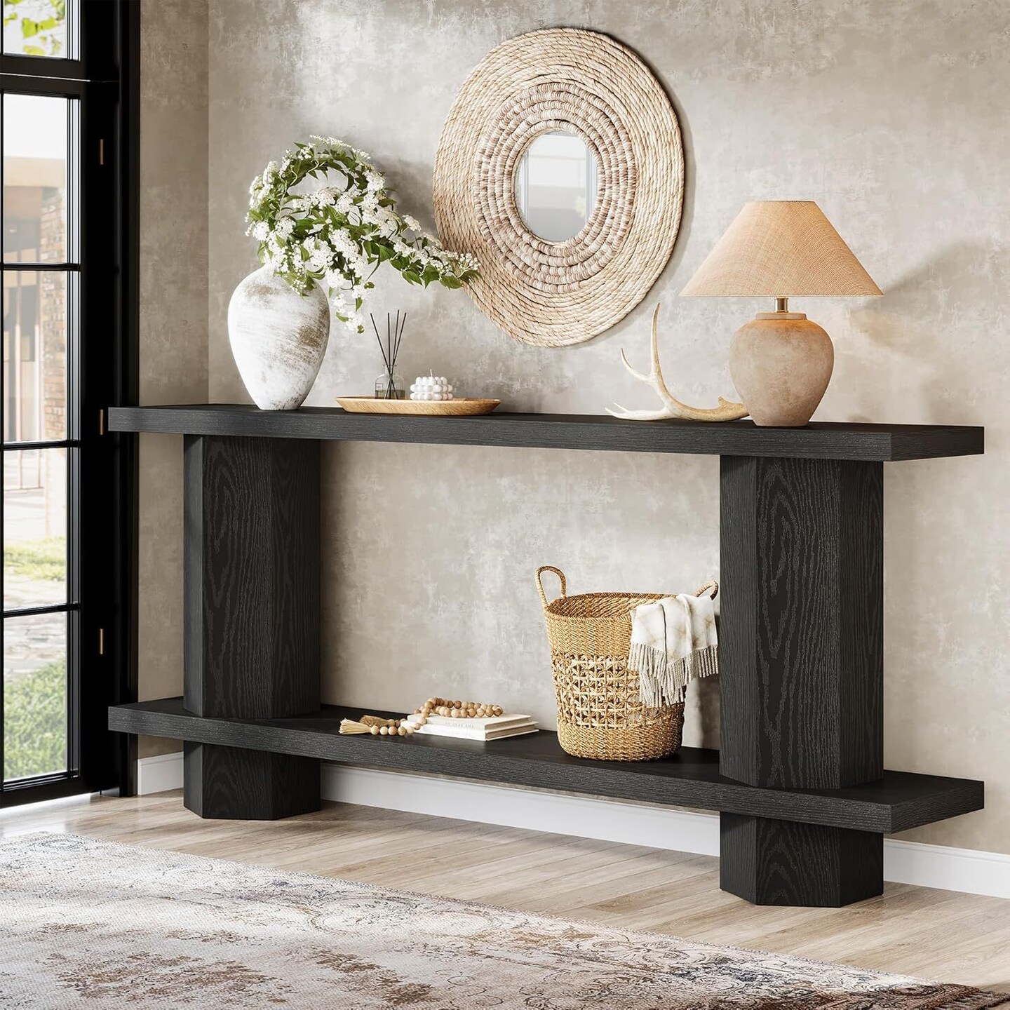 71" Console Table 2-Tier Entryway and Behind Couch Sofa Table